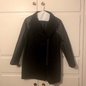 JCrew City Coat with Faux leather sleeves